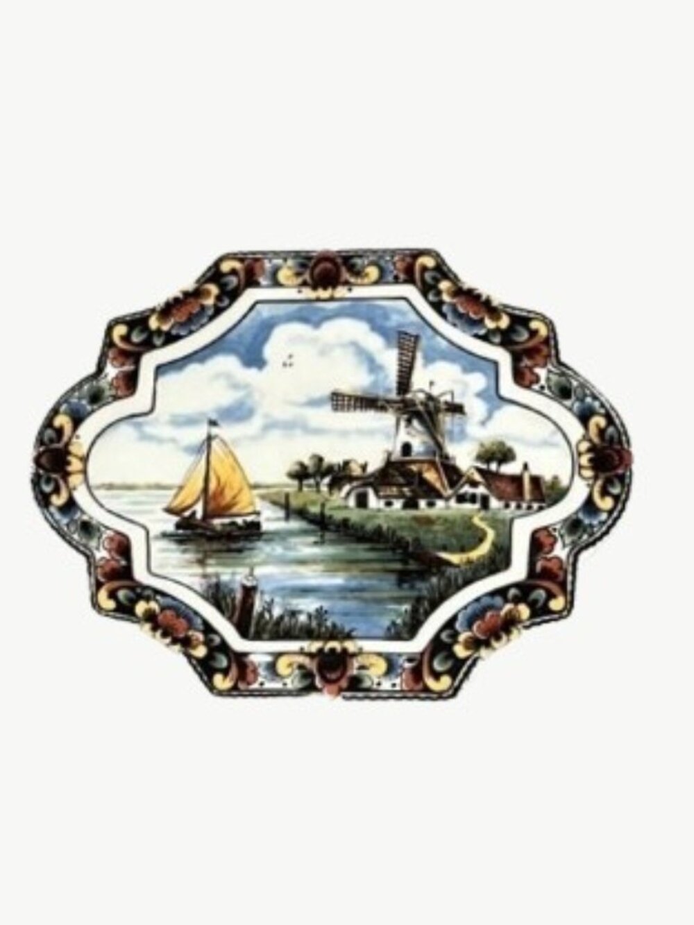 VTG '70s Delfts Jasmijn Holland Handwerks Polychrome Wall Plaque w/ COA - UNUSED